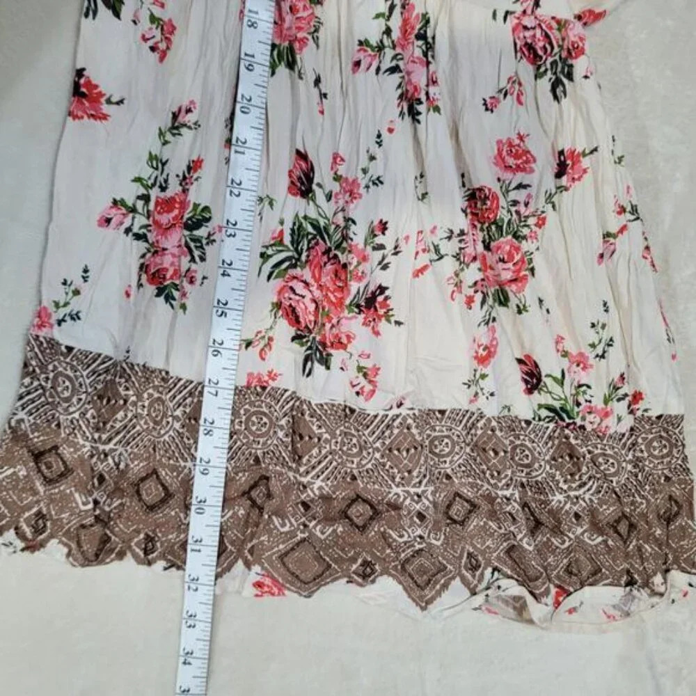 Angie Deep V-Neck Floral Cottagecore Boho Mini Dress - Size Small - Picture 9 of 9